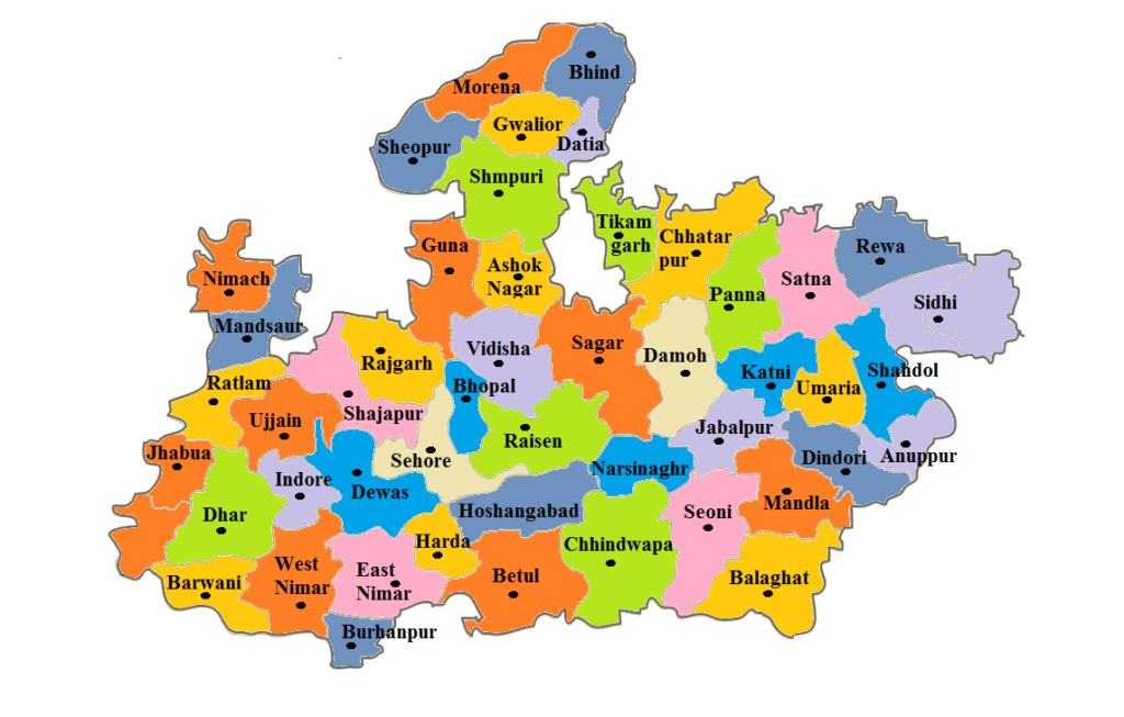 Madhya Pradesh State Map And District Map Dhanviservices Dhanvi Services 1024x653 
